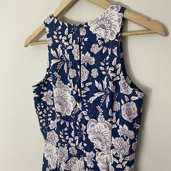 Banana Republic A Line Dress Sz 4 Blue Floral Sleeveless Pencil Sheath Wedding - Picture 5 of 10